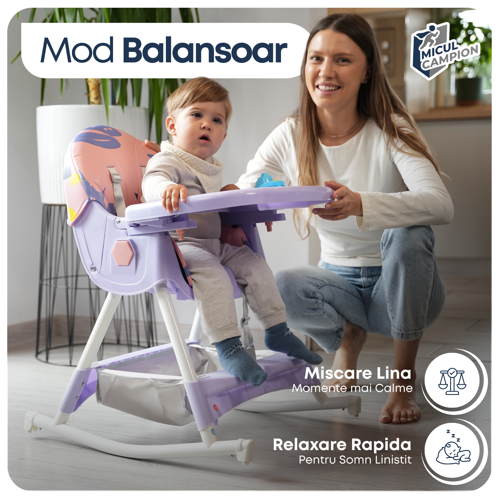 Scaun de masa multifunctional, 3 in 1, potrivit de la 6 luni la 6 ani