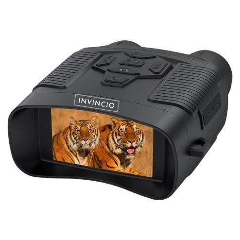 Binoclu cu vedere noctura Invincio Pro, resolutie 4K, functie foto 36 mpx, suport SD card 256 gb compatibil, display LCD 3 inch color, zoom digital 5x, inflarosu pe 7 nivele, camp vizual 300 de m, autonomie 12h, portabil, negru