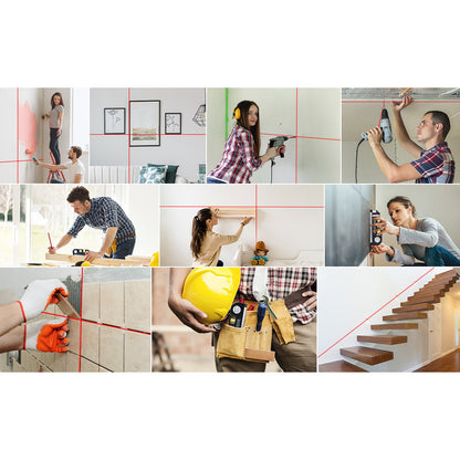 Nivela Laser cruce, orizontal si vertical, boloboc 3 bule, ruleta 2.5m si rigla aluminiu 15cm, multifunctionala 4 in 1 Laser