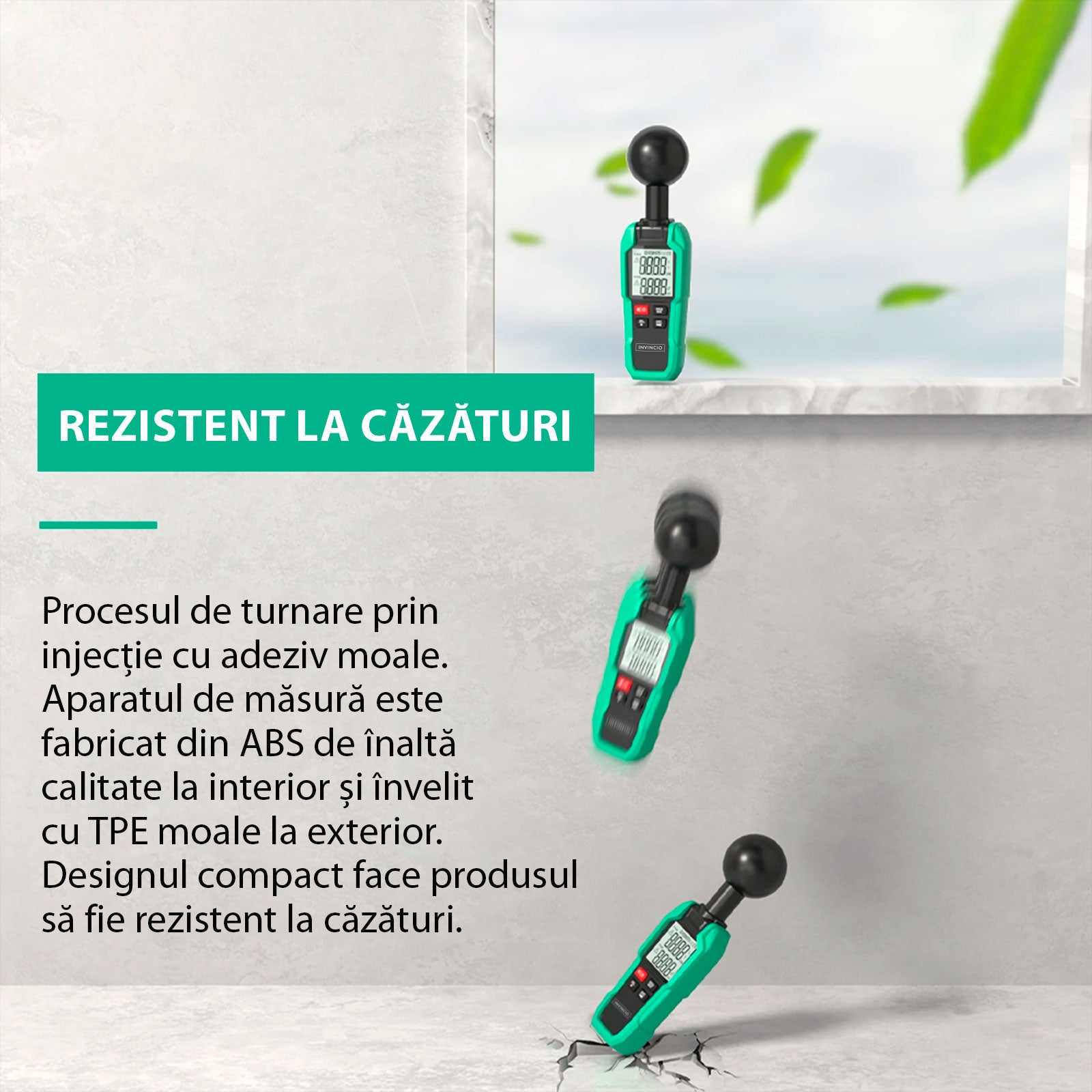 Detector Radiatii Electro-magnetice Invincio EMF, Digital cu Display LCD Iluminat, Detectare Camp Electric, Electromagnetic, mG/µT/(V/M), Temperatura ℃/℉, Functie Memorare Valoare Maxima, Lanterna, Negru
