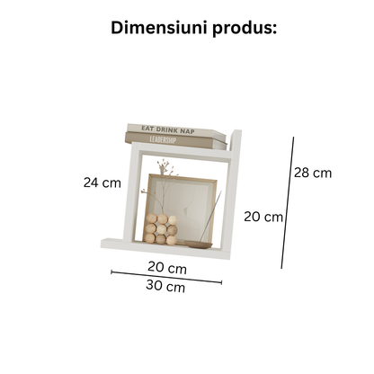 Etajera de perete modulara dubla Capri, design geometric modern, 2 rafturi cubice, montaj usor, dimensiuni 58x60x20 cm, ideala pentru carti, decoratiuni si plante, alb mat