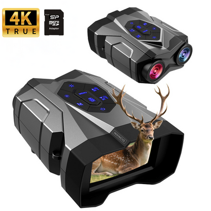 Binoclu cu vedere nocturna, Invincio Explorer, 4K, Zoom 16x, autonomie +12H 5000mAh, ecran color HD 4.5”, mod zi/noapte, inregistrare video 4K cu sunet, card 32GB inclus, 9 nivele infrarosu, rezistent la apa, negru