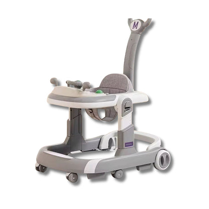 Premergator 4 in 1 INVINCIO First Steps, copii 6-24 luni, Jucarii Motricitate Interactive, Mod Antemergator, roti silentioase, sistem anti-rasturnare, pliabil si ajustabil pe inaltime in 4 nivele, greutate maxima 30 kg, gri