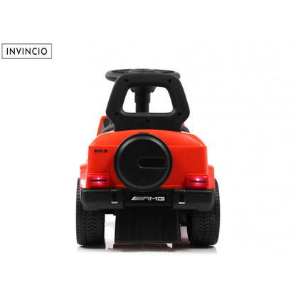 Masina de copii Invincio Mercedes G Class, Muzica si Lumini, Functie de balansoar, Depozitare sub sezut, masinuta cu spatar, Rosu racing