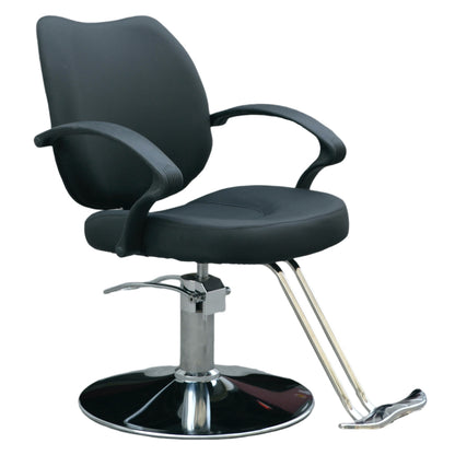Scaun profesional pentru frizierie Invincio EasyCut 2, design ergonomic, piston hidraulic, rotire la 360 de grade, inaltime reglabila, material durabil si rezistent, negru mat