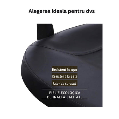 Scaun profesional pentru frizierie Invincio EasyCut 2, design ergonomic, piston hidraulic, rotire la 360 de grade, inaltime reglabila, material durabil si rezistent, negru mat