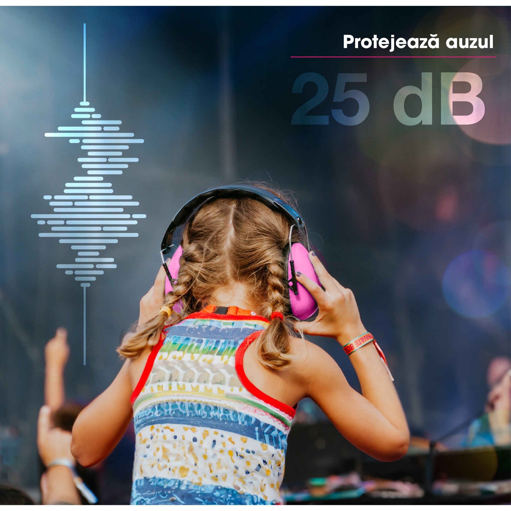 Casti antifoane copii 3-10 ani INVINCIO Safety, marime reglabil, confortabile, ergonomice, captusite, usoare, pentru protectia auzului, roz mat