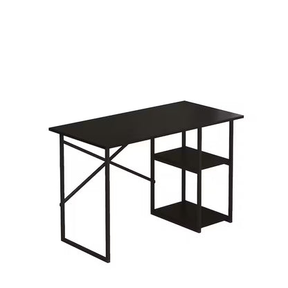 Birou de Calculator Bezubi Vienna, Design Modern, 2 Rafturi Laterale pentru Depozitare, Blat cu Finisaj Stejar, Cadru Metalic Negru, Compact si Robust, Dimensiuni 120x60x76 cm, Usor de Asamblat, negru