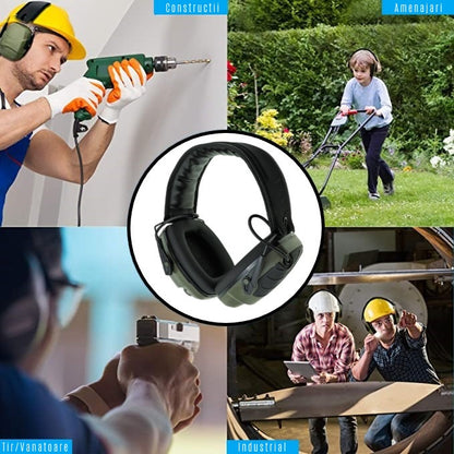 Casti tactice antifon activ INVINCIO® HL, protectie auz, antifonate electronic, doua microfoane, filtrare zgomot ambiental, sensibilitate reglabila, profil redus, conectare audio prin jack, pentru poligon, vanatoare, paintball, airsoft, Verde