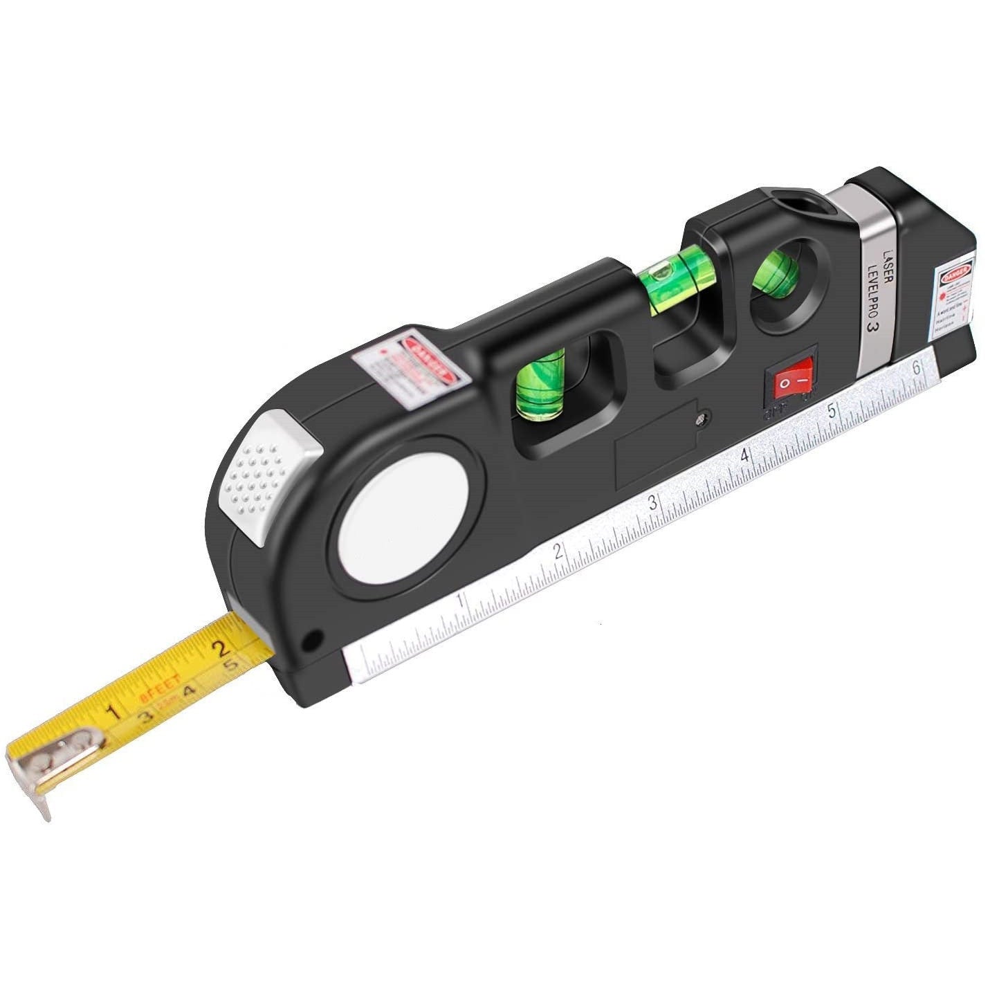 Nivela Laser cruce, orizontal si vertical, boloboc 3 bule, ruleta 2.5m si rigla aluminiu 15cm, multifunctionala 4 in 1 Laser