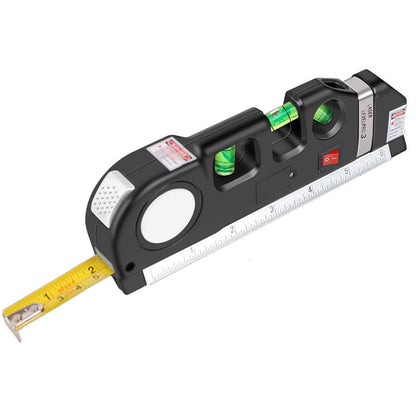 Nivela Laser cruce, orizontal si vertical, boloboc 3 bule, ruleta 2.5m si rigla aluminiu 15cm, multifunctionala 4 in 1 Laser