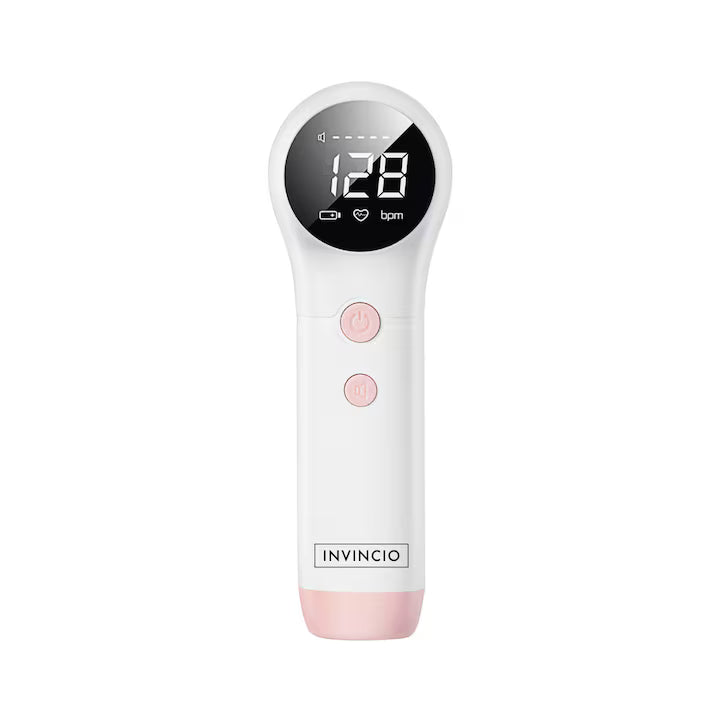 Monitor fetal Doppler INVINCIO BPM – Dispozitiv Medical Pentru Monitorizare Functii Vitale Fat Intrauterin, Frecventa 2.5 Mhz, Zero Radiatii, Gel Ultrasunete Inclus, Portabil, Sigur si Usor de Utilizat, Display LCD cu Difuzor Audio Incorporat, Roz-alb