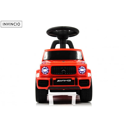 Masina de copii Invincio Mercedes G Class, Muzica si Lumini, Functie de balansoar, Depozitare sub sezut, masinuta cu spatar, Rosu racing