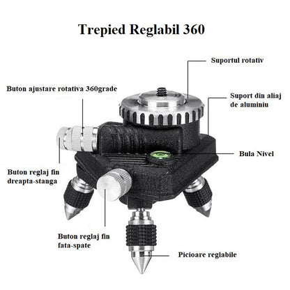 Nivela cu laser verde, 12 linii, orizontal, vertical, perimetral, prindere magnetica, uz interior si exterior, auto-nivelare, rotire 360 grade, acumulatori de schimb