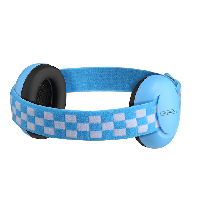 Casti antifoane pentru bebelusi si copii 3-36 luni Invincio Baby Pink, banda elastica protejare fontanela, reglabile, protectia auzului, albastru