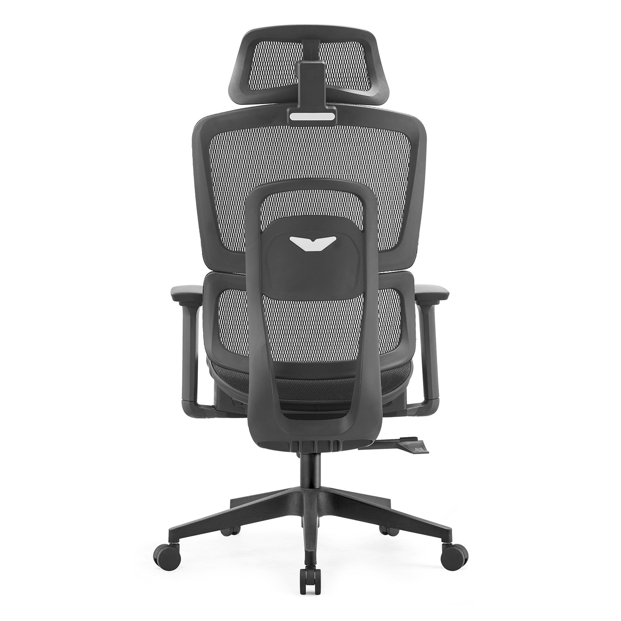 Scaun ergonomic de birou, Invincio Garry-H Full, spatar inalt din mesh, tetiera si suport lombar reglabil, cotiere reglabile pe inaltime, sezut culisant din spuma, mecanism balans cu 3 pozitii de blocare, baza nylon 340mm si roti 55mm, negru