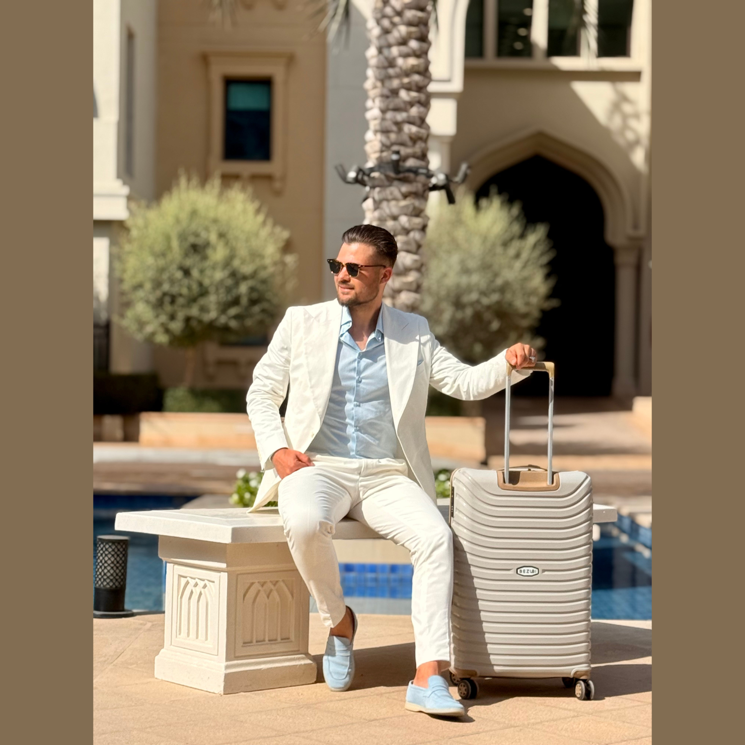 Troler mediu, bagaj de mana, 71x60x30, bej