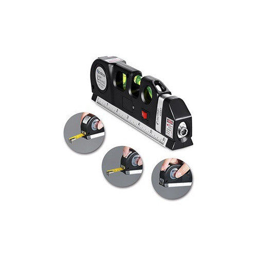 Nivela Laser cruce, orizontal si vertical, boloboc 3 bule, ruleta 2.5m si rigla aluminiu 15cm, multifunctionala 4 in 1 Laser