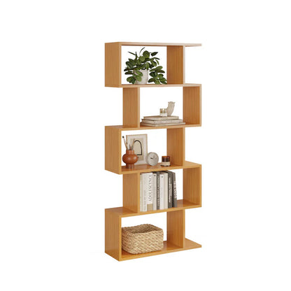 Biblioteca Multifunctionala Bezubi Santorini, 5 rafturi, Design Modern si Elegant, Stabila, Rezistenta la Zgariere, Usor de asamblat, Sigura si Eco-Friendly, Maro