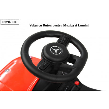 Masina de copii Invincio Mercedes G Class, Muzica si Lumini, Functie de balansoar, Depozitare sub sezut, masinuta cu spatar, Rosu racing