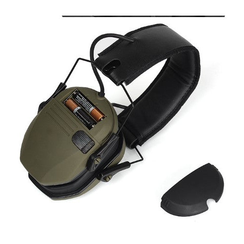 Casti Tactice Antifon INVINCIO® W1, Reducere Zgomot si Protectie Auditiva, Pliabile, Filtrare Zgomot Ambiental si Sensibilitate Reglabila, Doua Microfoane, Conectare Audio prin Jack, pentru Vanatoare, Poligon, Paintball, Airsoft, camuflaj verde