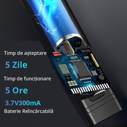 Detector camere si microfoane spion Invincio, portabil, 12 nivele detectie cu indicator LED si sonor, detecteaza localizatoare GPS/GSM si reportofoane si alte surse ascunse, frecvente 100 micro HZ-8GHZ, negru