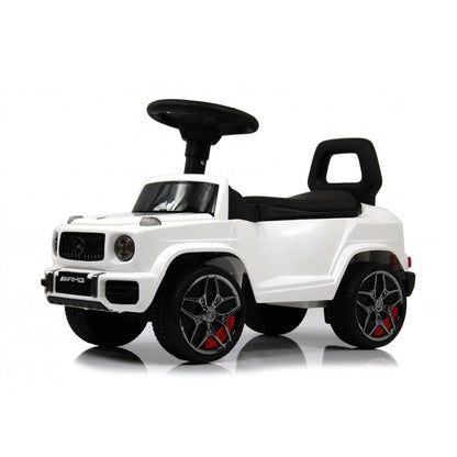 Masina de copii Invincio Mercedes G Class, Muzica si Lumini, Functie de balansoar, Depozitare sub sezut, masinuta cu spatar, Alba