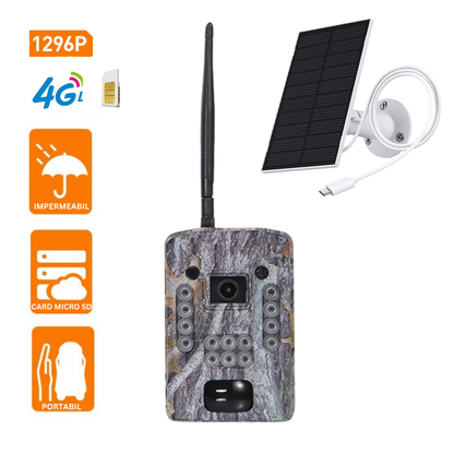 Camera Supraveghere Invincio Hunt, Full HD 1296P, Suporta SIM 4G, Panou Solar 3W, Vedere Noctura IR, Detectie Miscare Rapida 0.3s, rezistent la apa, Aplicatie Mobil, Slot micro SD, camuflaj