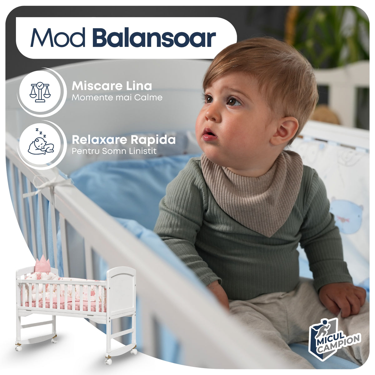 Patut 3 in 1 Invincio Vise Frumoase, pat bebelusi 0-2 ani, extensibil pentru copii 2-6 ani, Birou 6 ani+, Saltea Perna si Protectii Incluse, Plasa anti-tantari, Laterala culisanta pentru co-sleep langa patul parintilor, Balansoar, roti, alb-roz