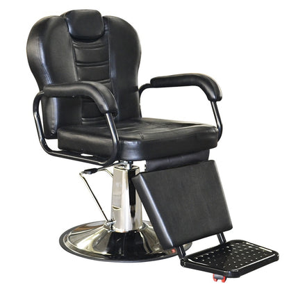 Scaun profesional pentru frizerie si barber shop Invincio™ Plus 2, Rotire la 360 grade, Rabatabil 160 grade, Piston hidraulic, Reglabil pe inaltime, Tetiera reglabila, Piele ecologica, Culoare Negru